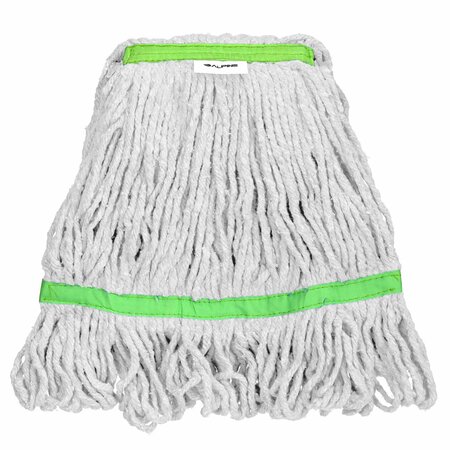 ALPINE INDUSTRIES 1in Head and Tail Bands Loop End 24oz Cotton Mop Head, Green, 2PK ALP301-02-1G-2PK